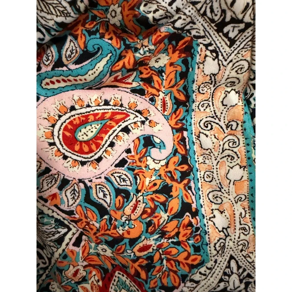 Womens Paisley Print Empire Waist V-Neck Long Sleeve Midi Dress Plus 2XL Boho - Picture 5 of 5